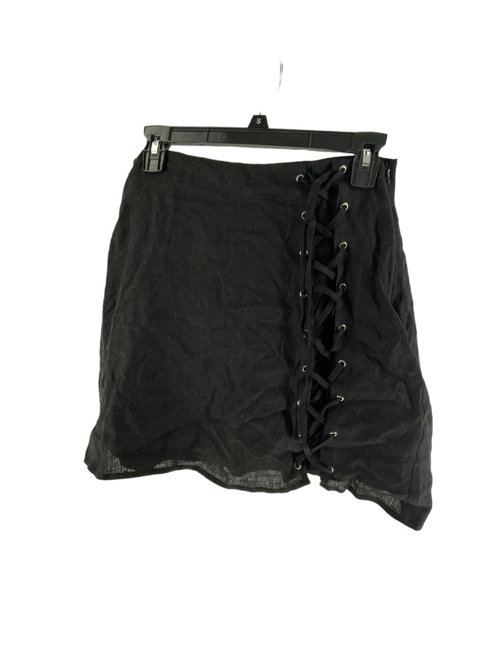 Honey Pump Black Lace-Up Tie Front Side-Zip Mini Skirt Women's Size Large